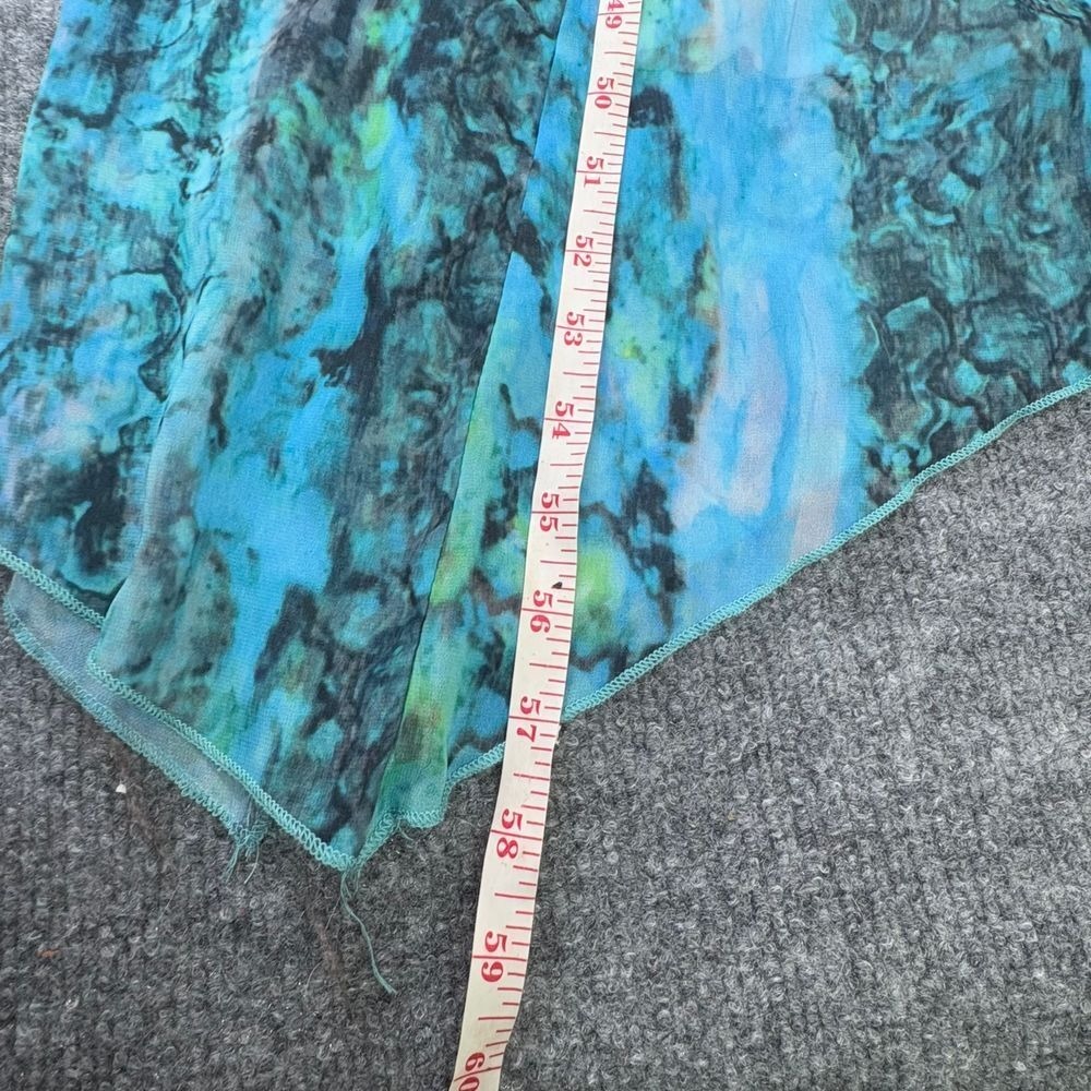 Long Elegant Legs Dress 10 Turquoise Marble Print Maxi Asymmetric Hem Y2K Fairy - Picture 12 of 16